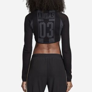 adidas Black Cropped Mesh Long-Sleeve Top with '03' Back Graphic